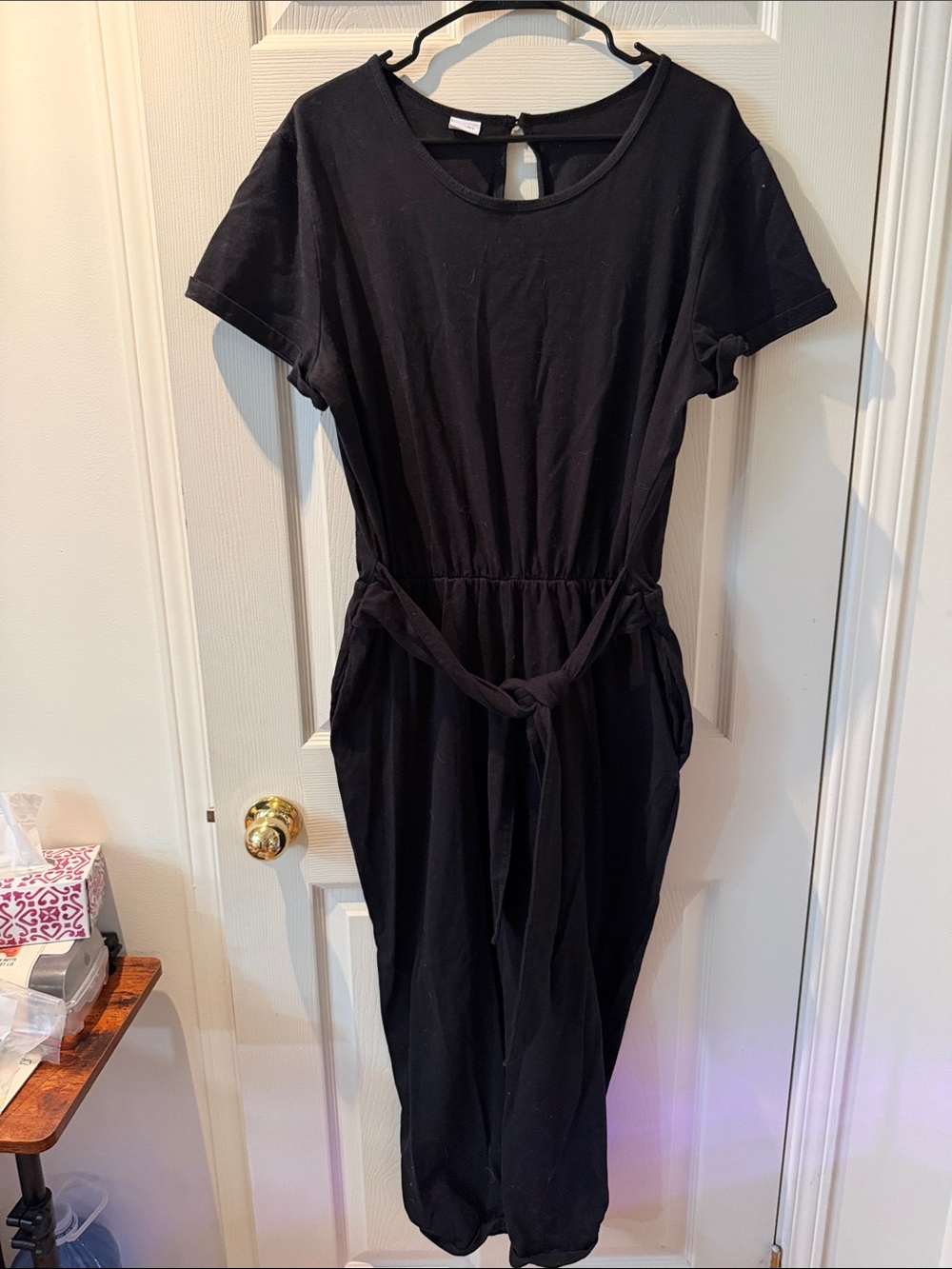 187 - Smash + Tess Black Short Sleeve Belted Midi Dress